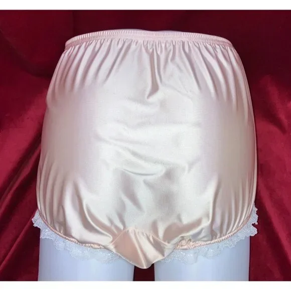 NIP 2X 3X Ritzy Knickers Can Can Granny Panty Silky Nylon Satin Lace Brief Sissy